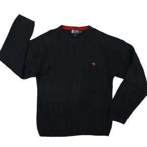 Chaps Ralph Lauren Vintage‎ Men's Navy Blue Herringbone Knit Sweater size XL